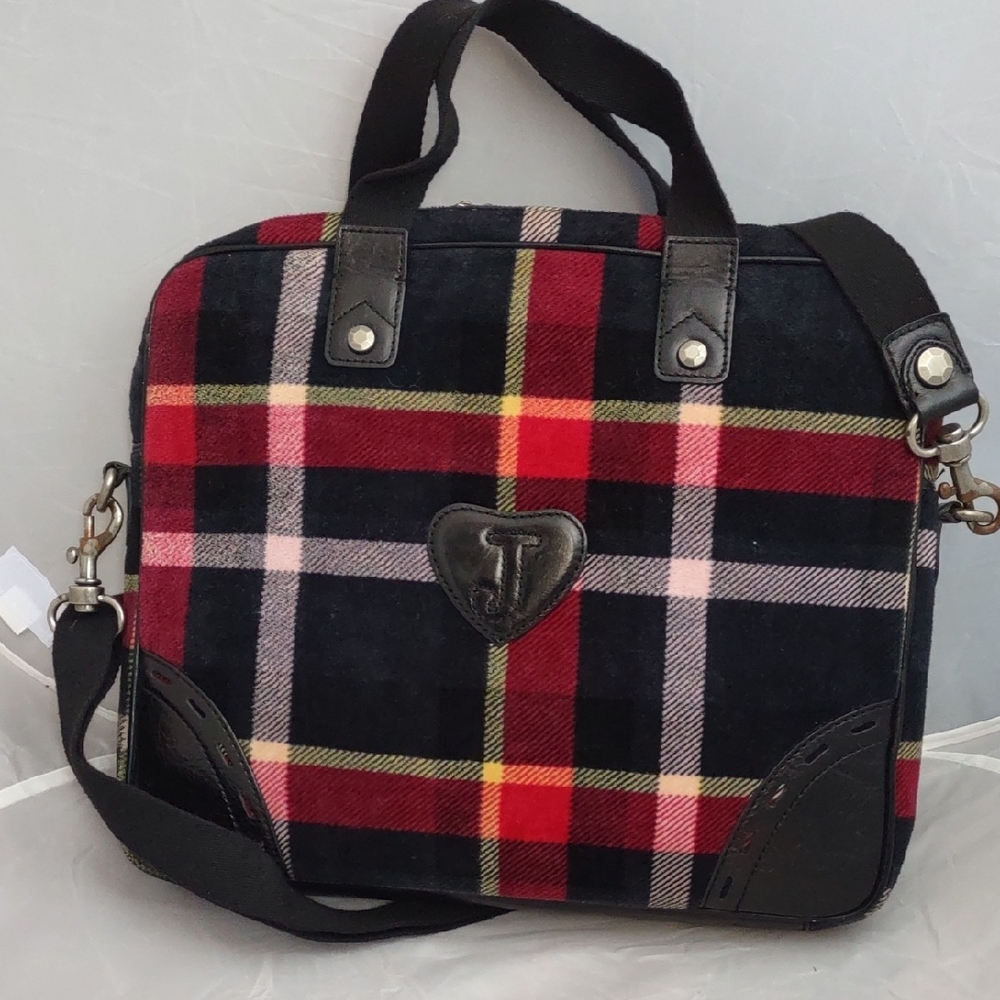 Vintage Juicy Couture Black and Red Plaid Bag - Picture 3 of 13